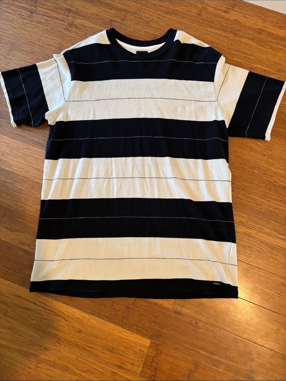 RVCA Black & Cream Wide Stripe Short Sleeve Tee